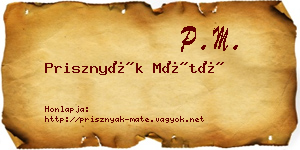 Prisznyák Máté névjegykártya